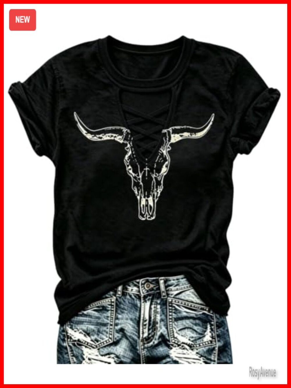 Retro Western Cowboy Graphic V-Neck Short Sleeve Tee
